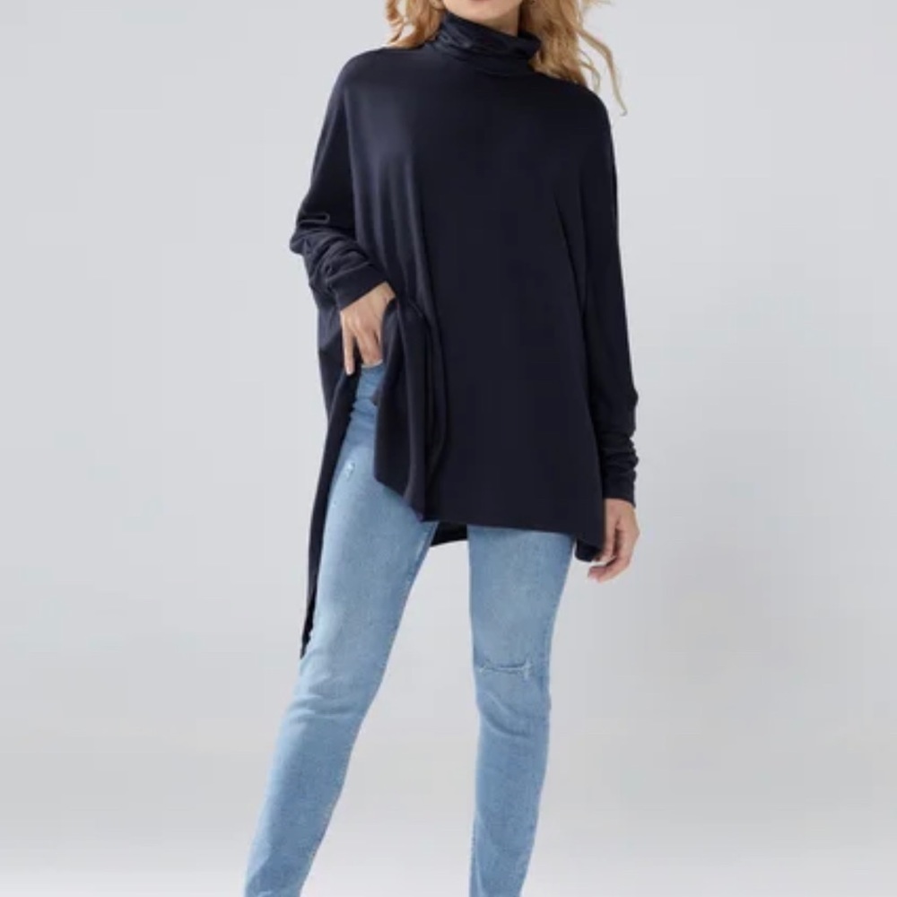 STYLEWE Long Sleeve Turtleneck A Line Sweater Top Women Size Small Dark Blue